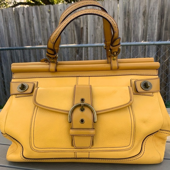 Vintage COACH purse mustard yellow Satchel handbag-shoulder bag E043-9749 - Picture 12 of 16